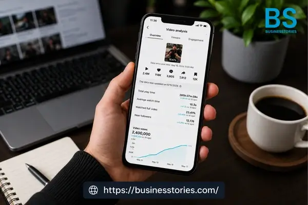 Free TikTok Views with TikTok analytics dashboard showing audience growth and engagement 