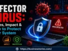 Infector virus types impact and how to protect your system cybersecurity illustration with laptop and security shield