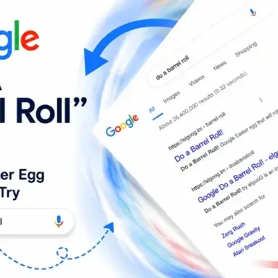 Google Do a Barrel Roll Easter egg trick with rotating search results animation