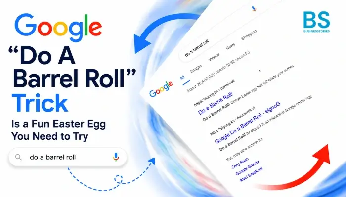 Google Do a Barrel Roll Easter egg trick with rotating search results animation