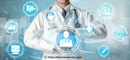 Doctor using advanced clinical AI technology and digital healthcare systems representing leading AI healthcare startups in 2026.