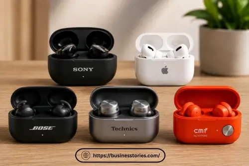 Comparison of the top 5 best wireless earbuds in 2026 including Sony, Apple, Bose, Technics, and CMF Buds