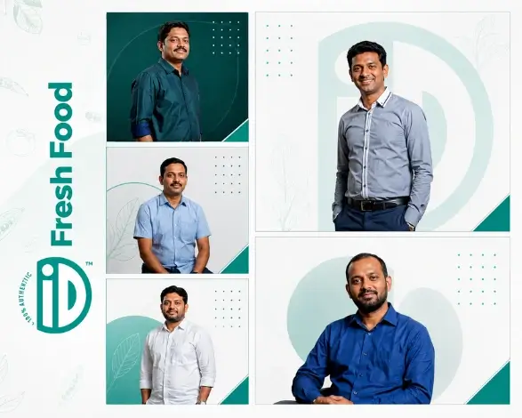 iD Fresh Food founders PC Musthafa, Shamsudeen TK, Abdul Nazer, Jafar TK and Noushad TA who built one of India’s leading fresh food startups