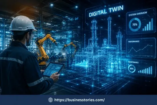 Digital Twin Technology helping engineers monitor smart manufacturing systems, industrial robots, performance, and predictive maintenance