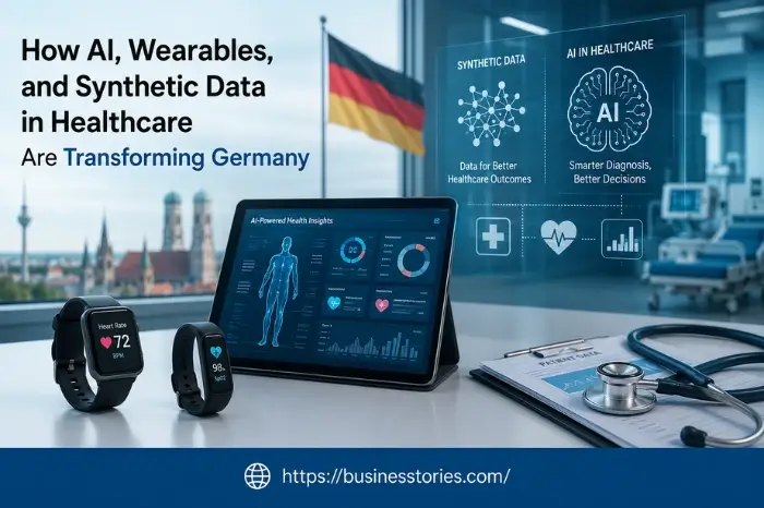 AI-powered wearable smartwatch with synthetic data dashboards and digital healthcare analytics in Germany