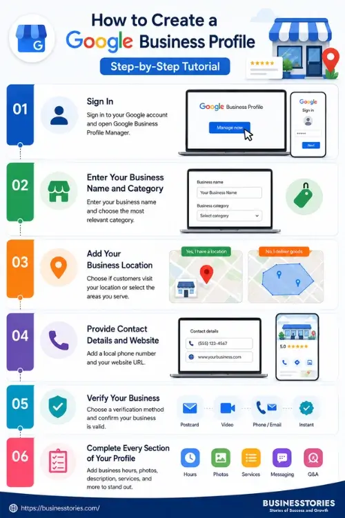 Steps to create and set up a Google Business Profile